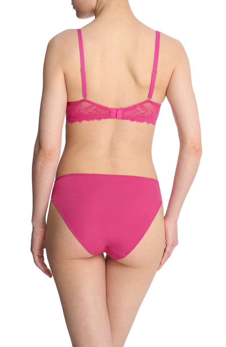 Natori Heavenly Lace Convertible Balconette Bra, Alternate, color, Raspberry Glaze