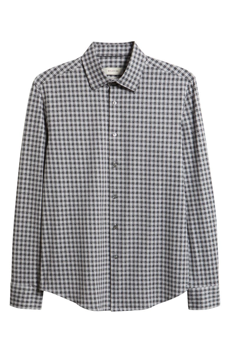 Bugatchi James OoohCotton<sup>®</sup> Gingham Check Button-Up Shirt, Alternate, color, Platinum