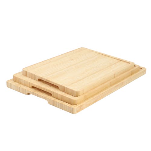 Megachef 3 Piece Wood Cutting, Prep And Serving Boards With Slanted Juice Groove In Brown