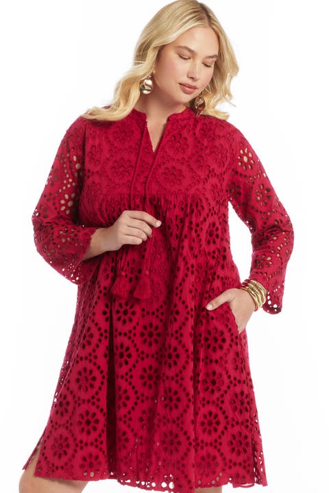 Eyelet Midi Shirtdress (plus)