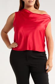 Renee C Cowl Off Shoulder Satin Top