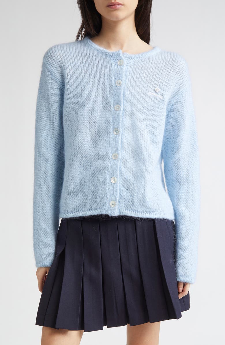Shushu/Tong Logo Stitch Mohair & Wool Blend Cardigan, Main, color, 