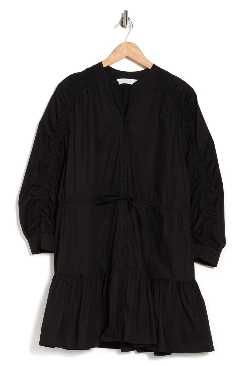 Ruched Shirtdress, Alternate, color, BLACK
