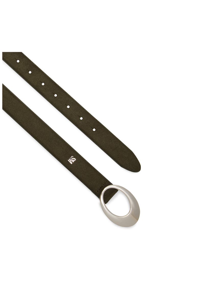 Faux Suede Organic Buckle Belt, Alternate, color, DARK OLIVE