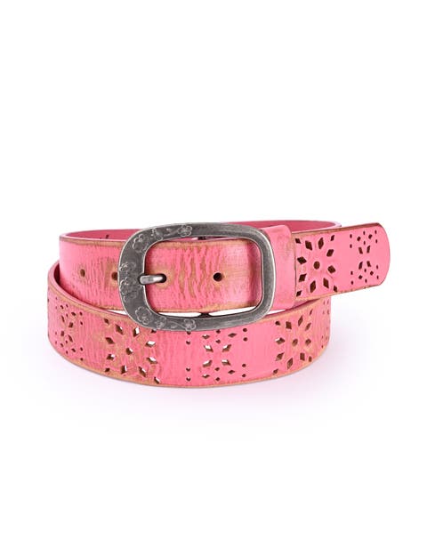 Blooming Genuine Leather Perforated Floral Vintage Belt