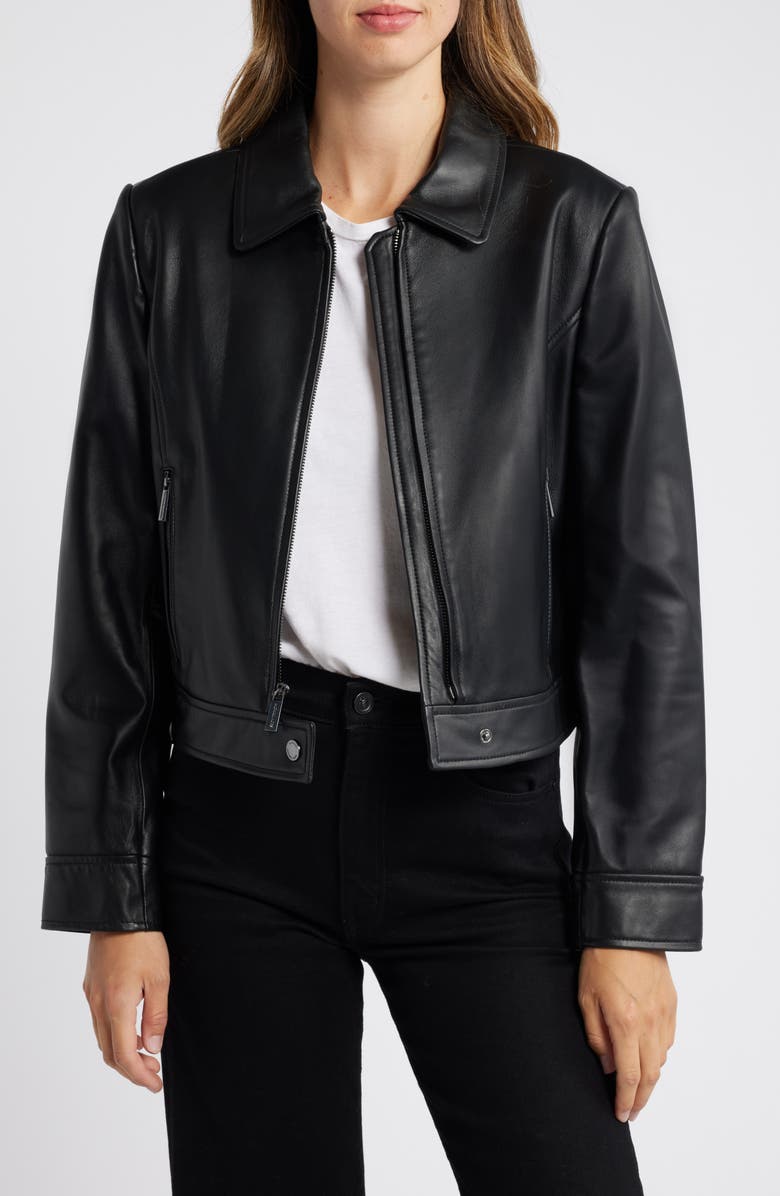 MICHAEL Michael Kors Leather Jacket, Alternate, color,