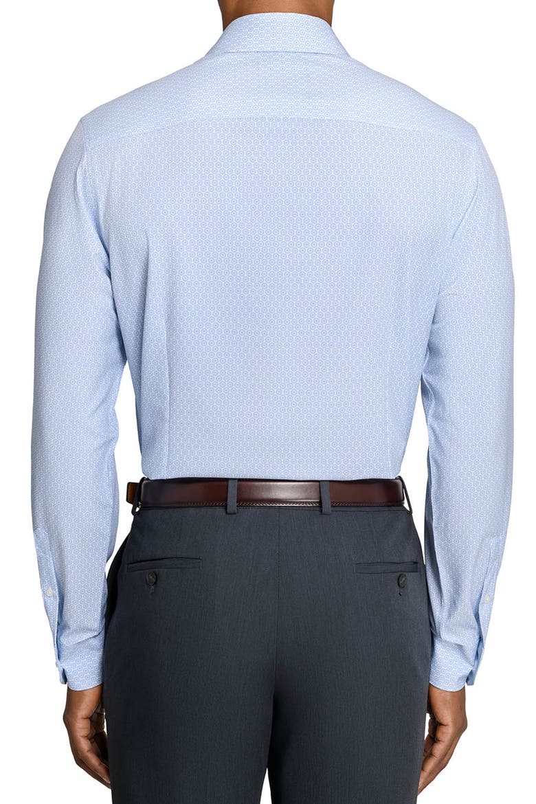 Circle Geo Performance Dress Shirt, Alternate, color, WHITE/ BLUE