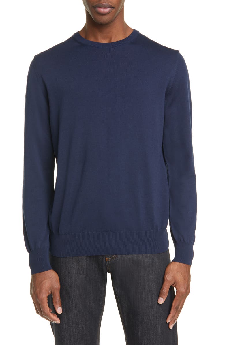 Canali Classic Fit Cotton Crewneck Sweater, Main, color,