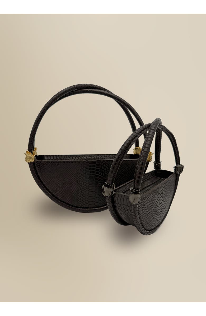 Contessa Mills World Bag Petite Elegant Structured Italian Leather Handbag, Alternate, color, Black