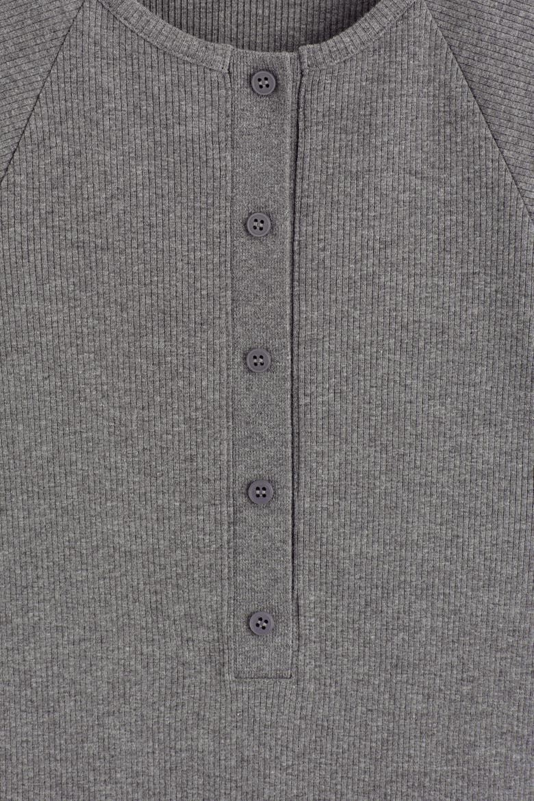 Rounded Ribbed Jersey Henley Top, Alternate, color, GRAY MÉLANGE