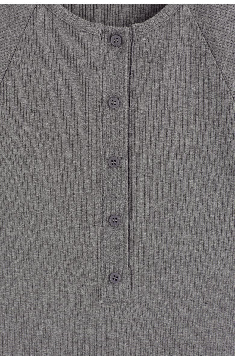COS Rounded Ribbed Jersey Henley Top, Alternate, color, Gray Mélange