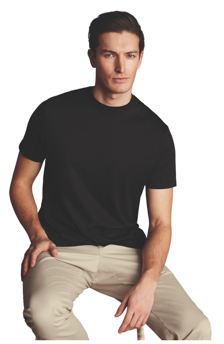Charles Tyrwhitt Cotton Jersey Short Sleeve Tyrwhitt Tee, Alternate, color, Black