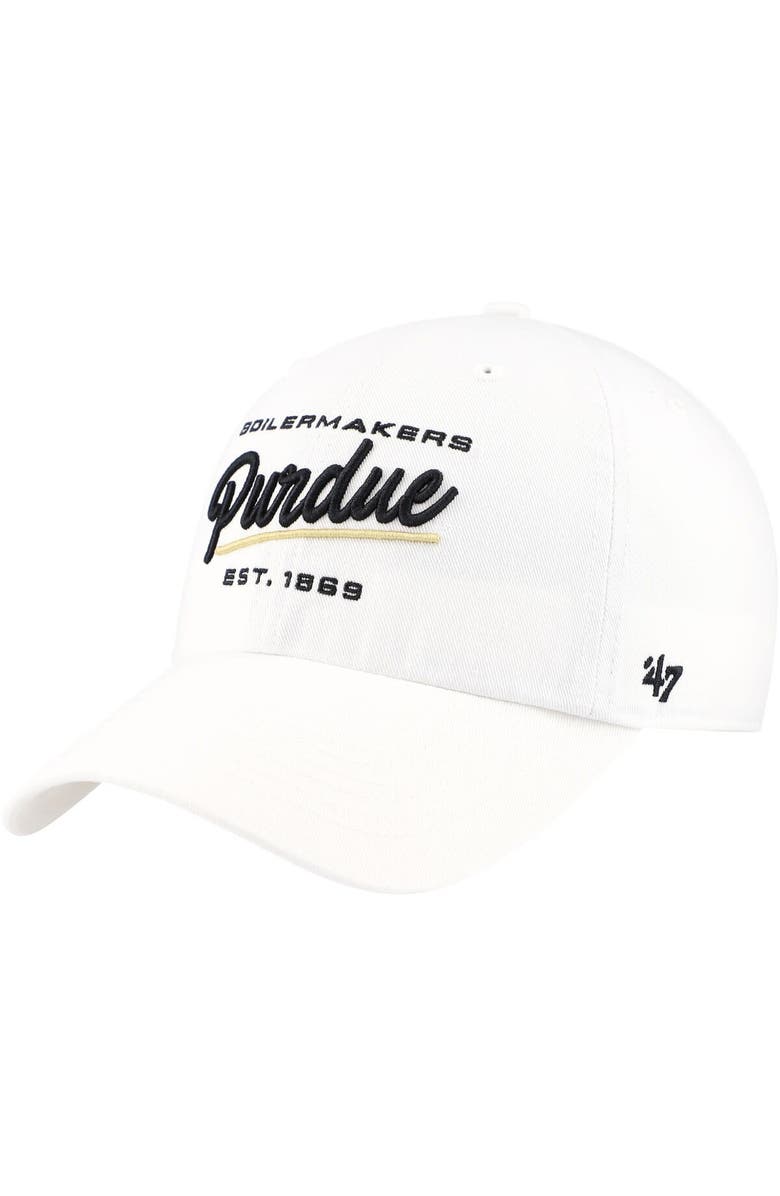 '47 Women's '47 White Purdue Boilermakers Sidney Clean Up Adjustable Hat, Main, color,