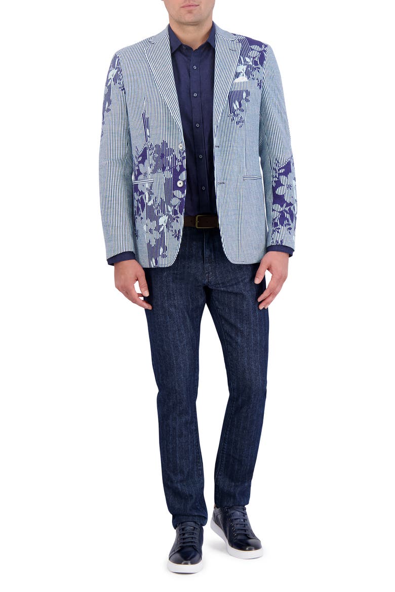 Daylen Floral Stripe Seersucker Sport Coat, Alternate, color, BLUE