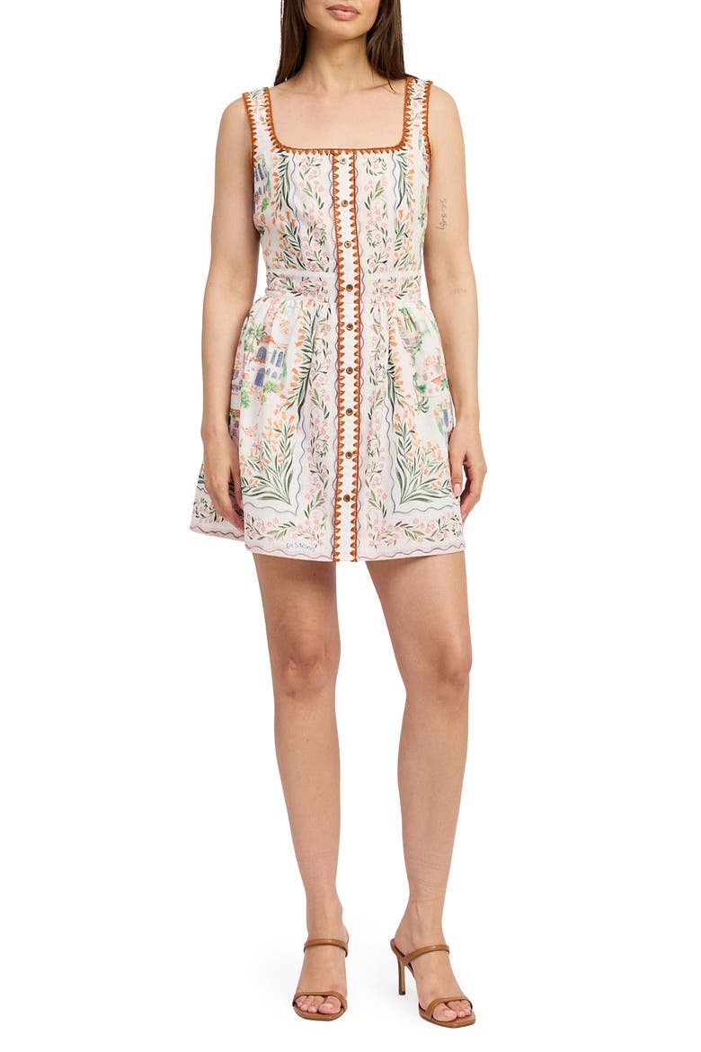 Alaia Fit & Flare Minidress, Main, color, IVORY TERRACOTTA