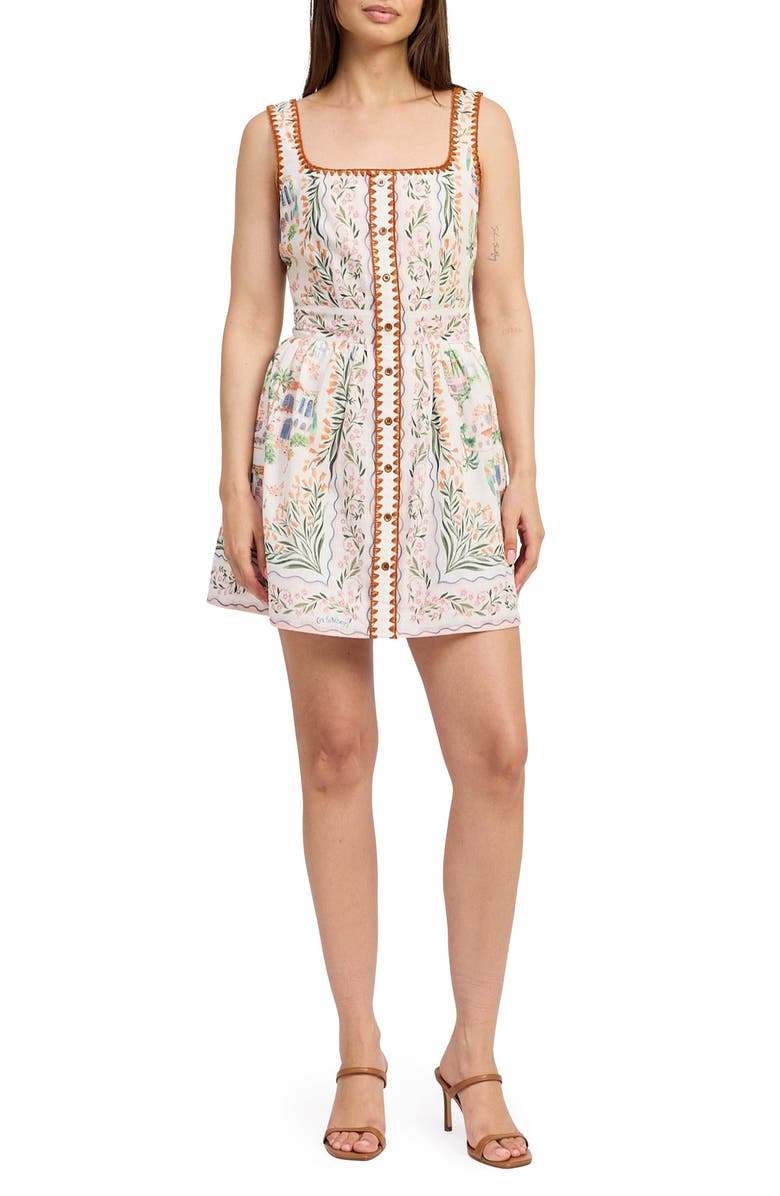 En Saison Alaia Fit & Flare Minidress, Main, color, Ivory Terracotta
