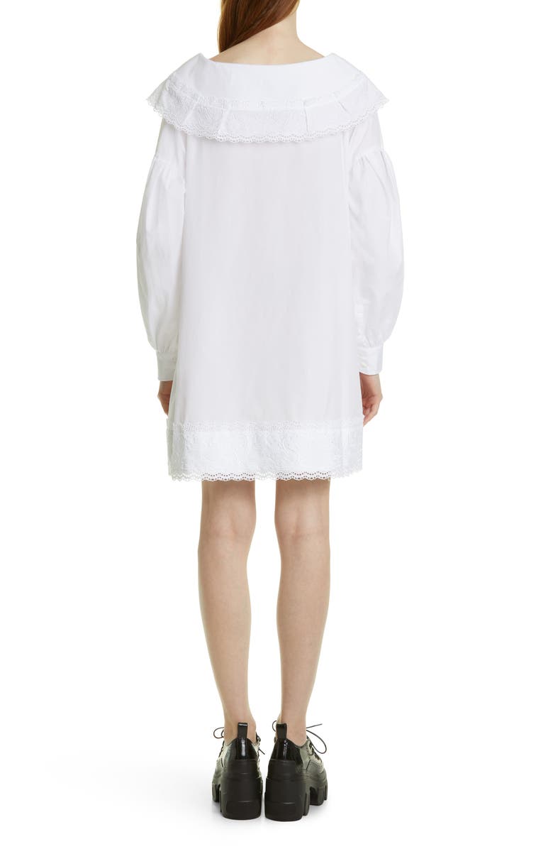Simone Rocha Open Neck Long Sleeve Cotton Poplin Shirtdress, Alternate, color, 