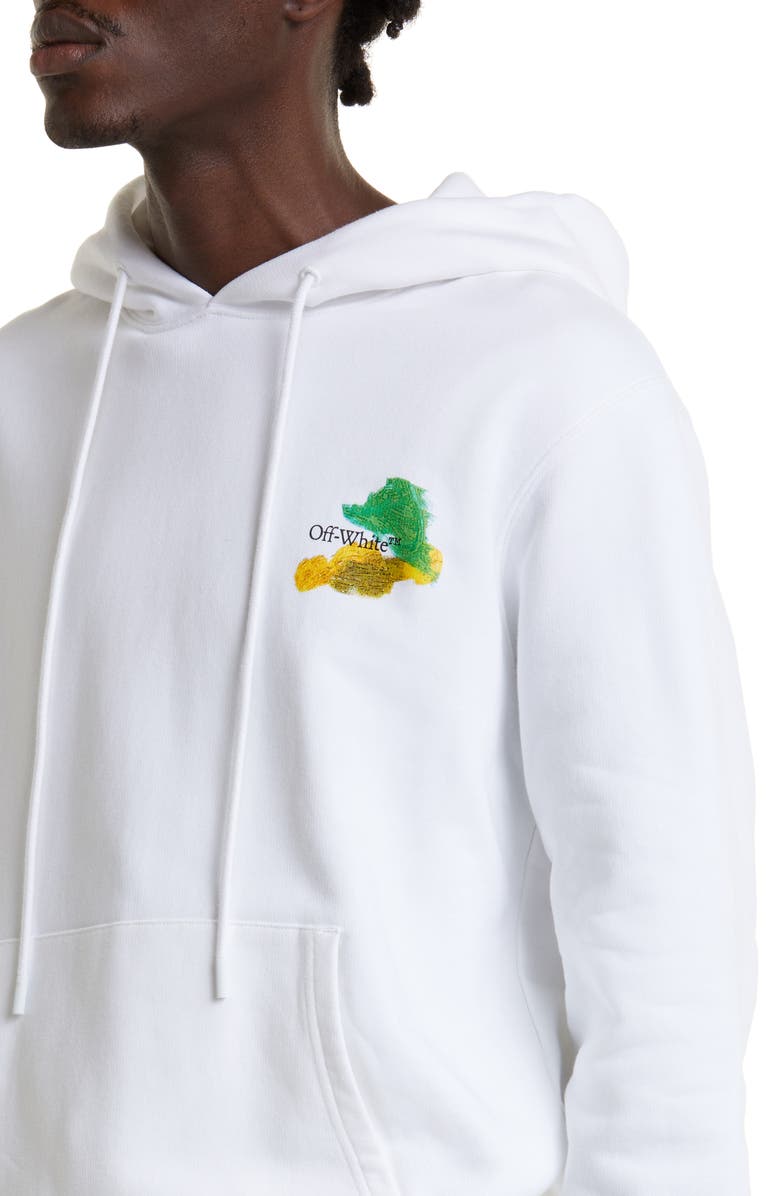 Off-White Brush Arrow Slim Fit Cotton Graphic Hoodie, Alternate, color,