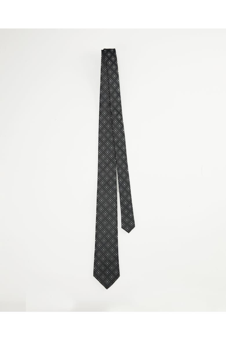 Houndstooth Mosaic Silk Jacquard Tie, Alternate, color, Charcoal