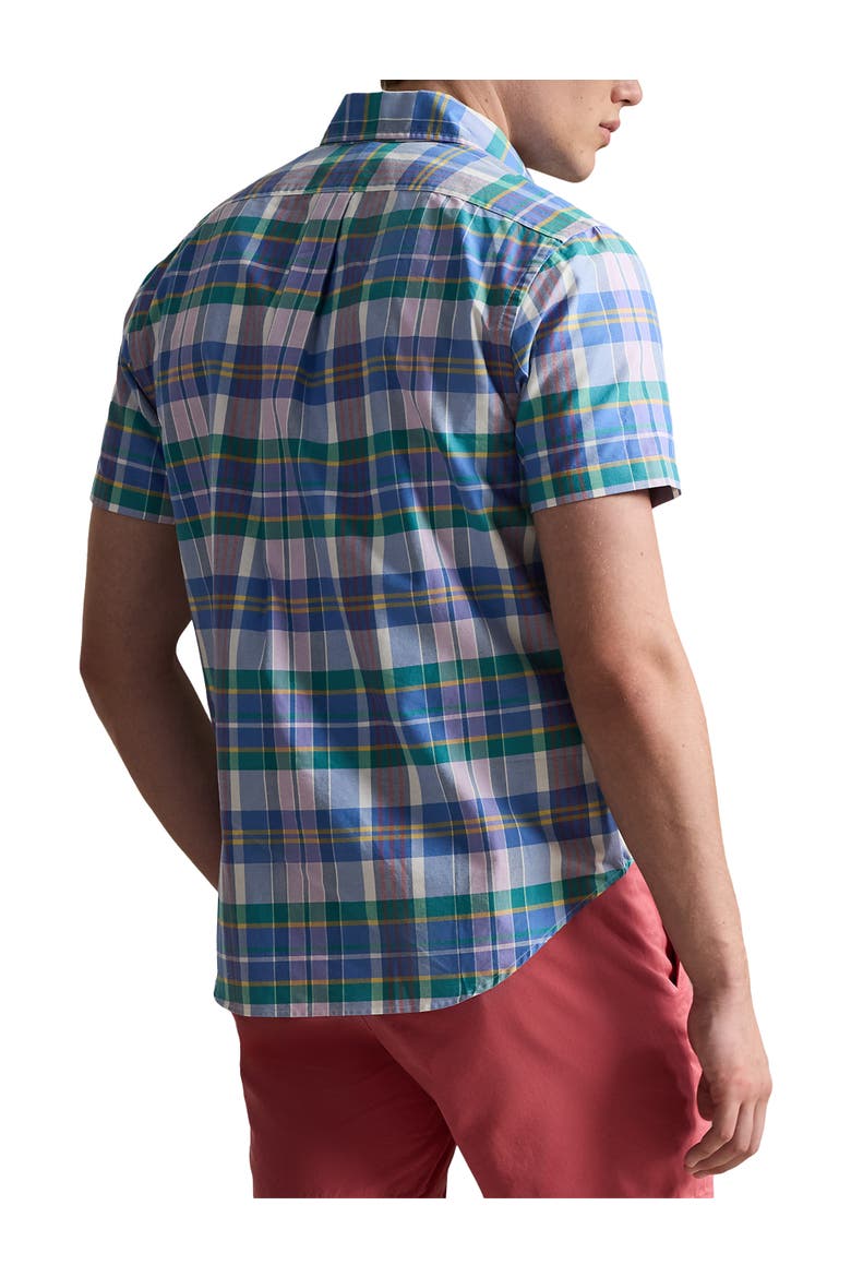 Big & Tall Plaid Oxford Sport Shirt V2, Alternate, color, WHT JWEL BLUE MULTI