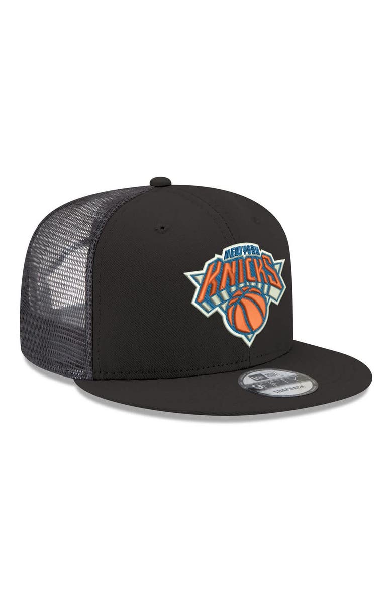 New Era Men's New Era Black New York Knicks Core Logo Meshback 9FIFTY Snapback Hat, Alternate, color, Black