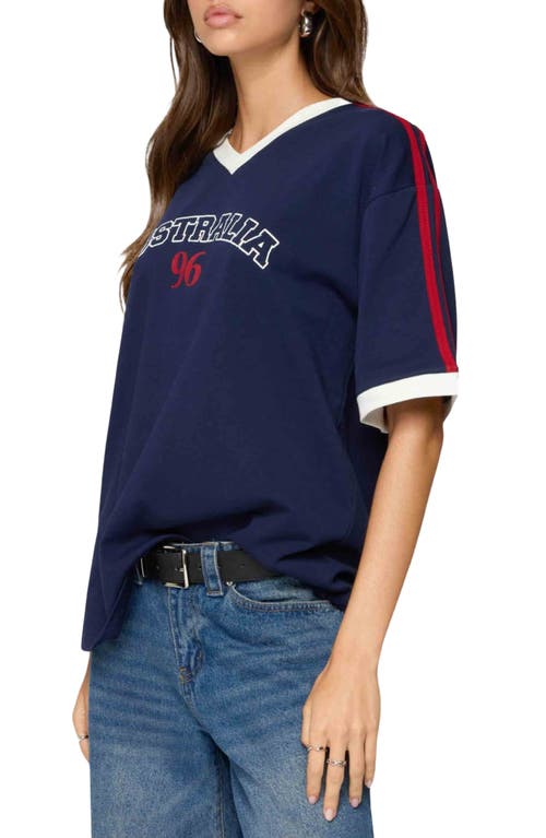 Edikted Australia 96 Contrast Oversized T Shirt In Blue