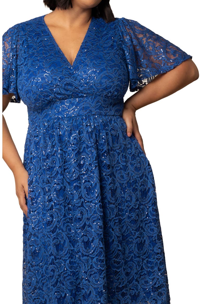 Starry Sequin Lace Fit & Flare Cocktail Dress, Alternate, color, SAPPHIRE