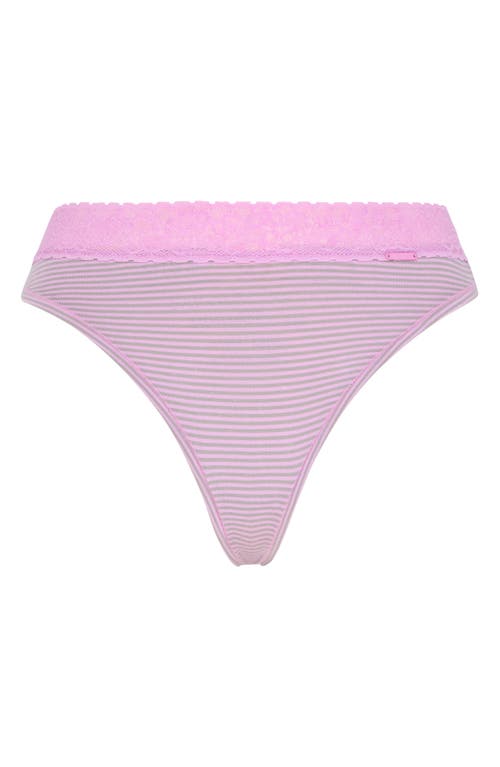 Savage X Fenty Essentials Lace Trim Stretch Cotton Thong In Multi