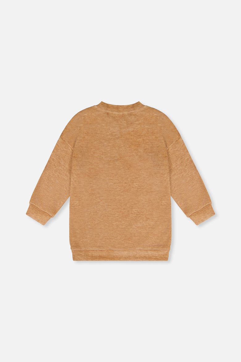 Brushed Velour Textured Appliqué Tunic, Alternate, color, Brown