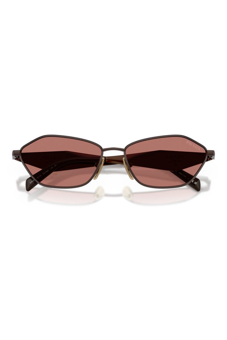 57mm Irregular Sunglasses, Alternate, color, SATIN CIGAR / BORDEAUX