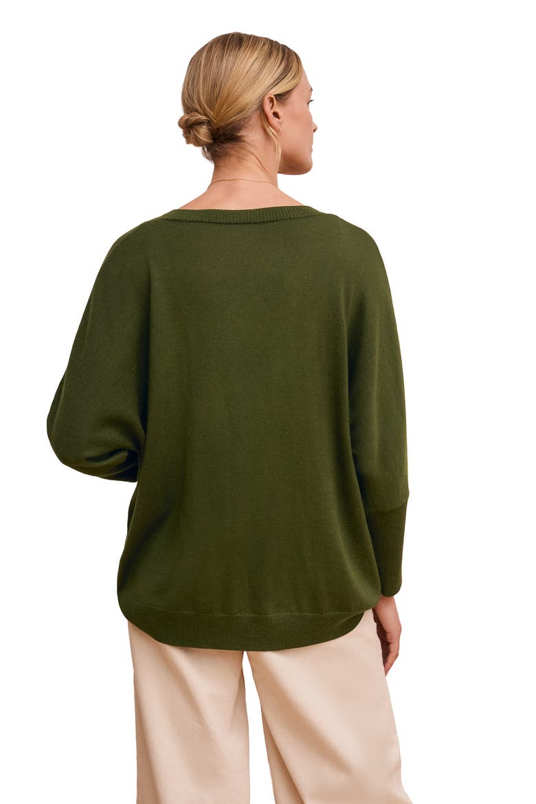 Slouchy V-Neck Pure Wool Jumper, Alternate, color, Olive