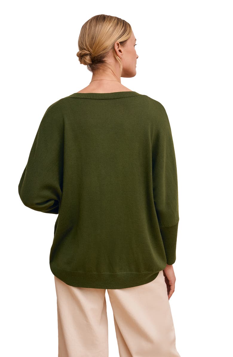 Celtic & Co. Slouchy V-Neck Pure Wool Jumper, Alternate, color, Olive