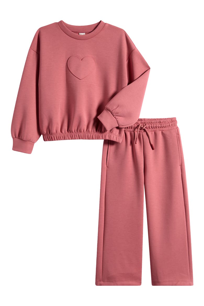 Kids' Heart Sweatshirt & Wide Leg Sweatpants Set, Main, color, HEART