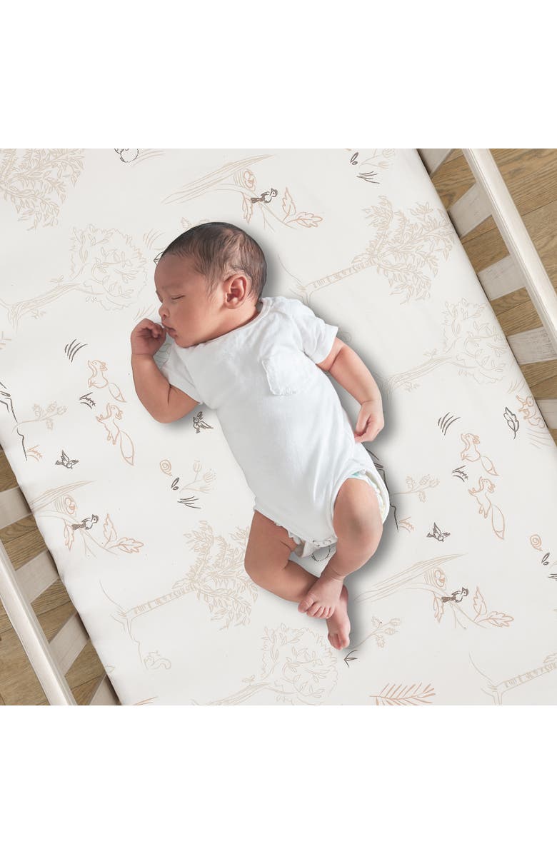 Lambs & Ivy Treetop Fox Woodland Breathable Cotton Fitted Crib/Toddler Sheet, Alternate, color, Cream