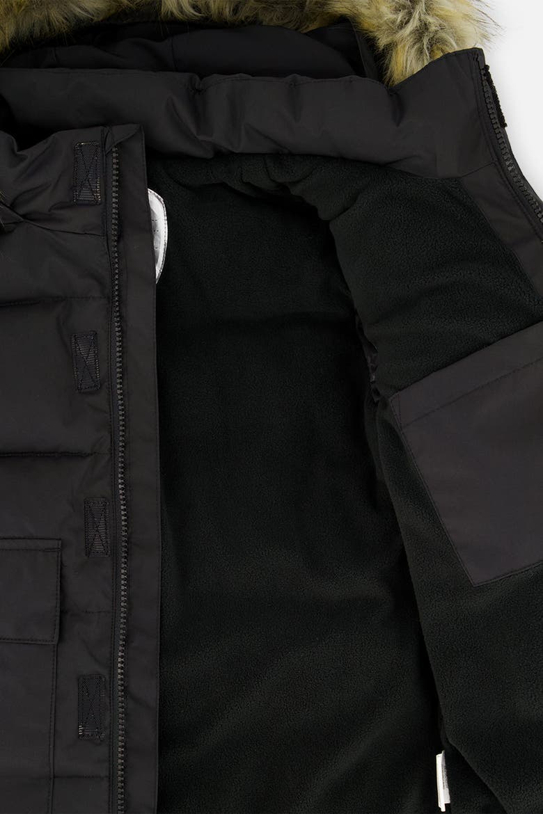 Faux Fur Hood Cargo Pocket Winter Jacket, Alternate, color, Black