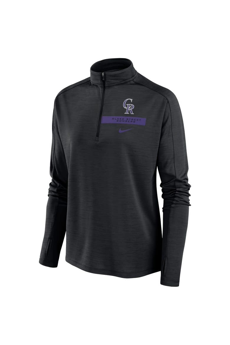 Women's Nike Black Colorado Rockies Primetime Raglan Quarter-Zip Top, Alternate, color, Black