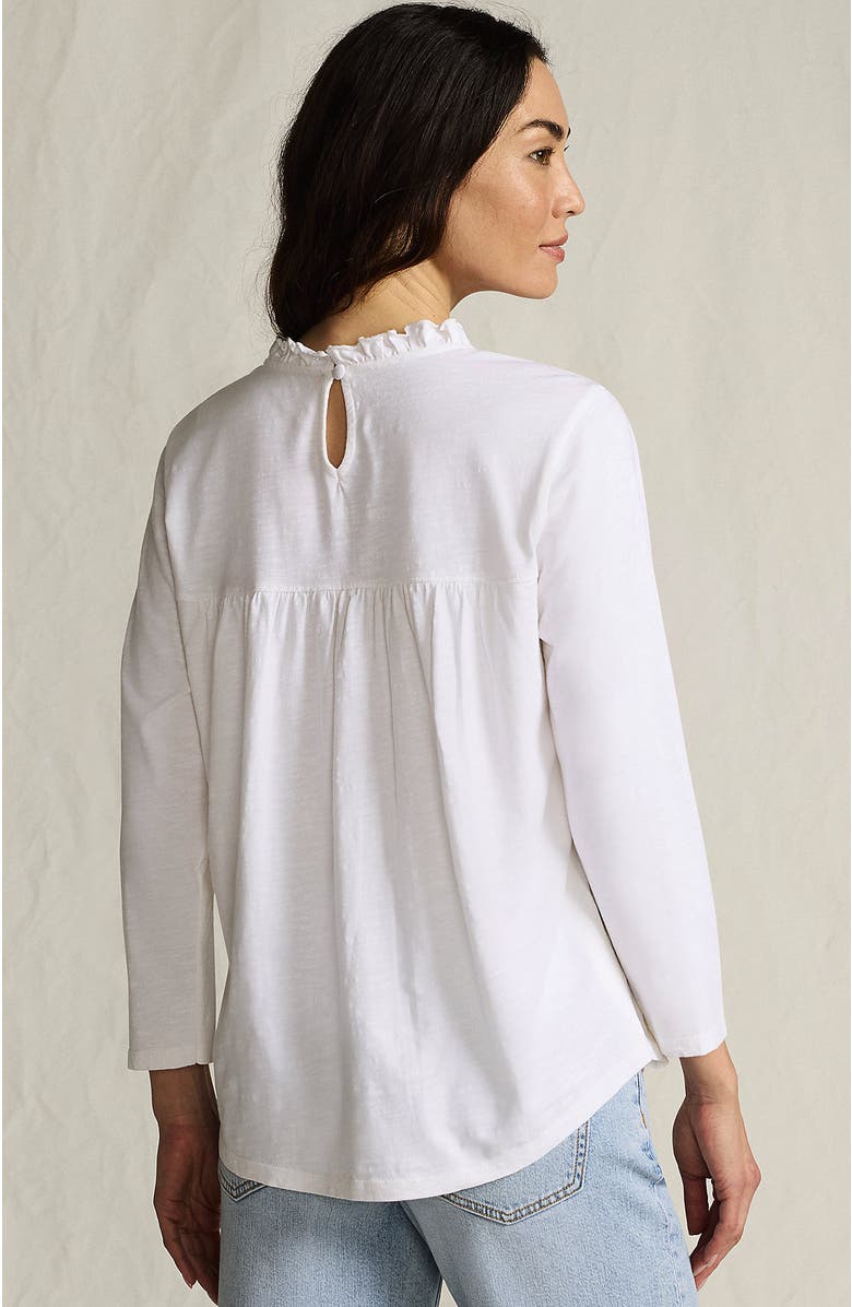 Lands' End 3/4 Sleeve Cotton Slub Lace Trim Top, Alternate, color, 