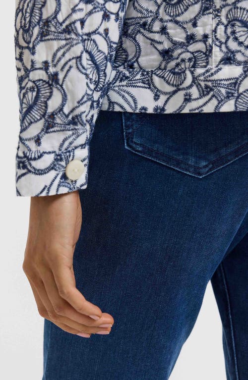 Foxcroft Thelma Cotton Eyelet Jacket In White/navy