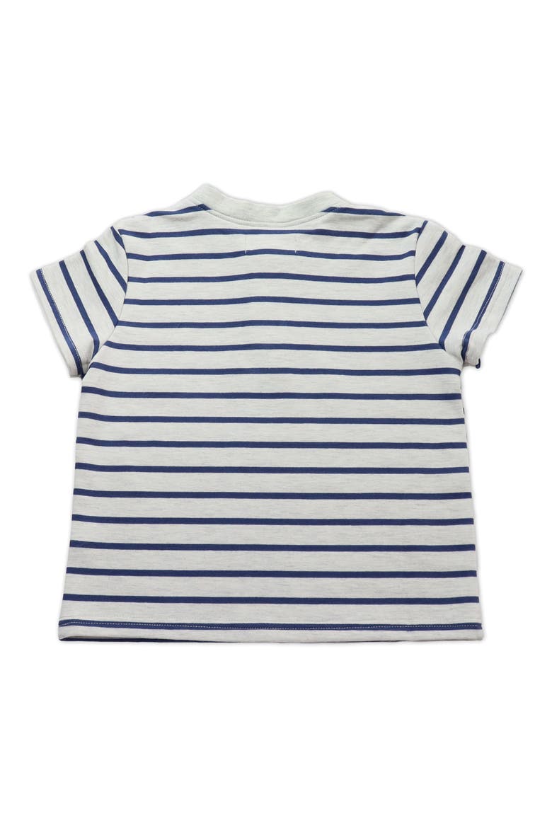 Stripe Short Sleeve Henley & Two Hoods Set, Alternate, color, BLUE AND HEATHER GREY STRIPE