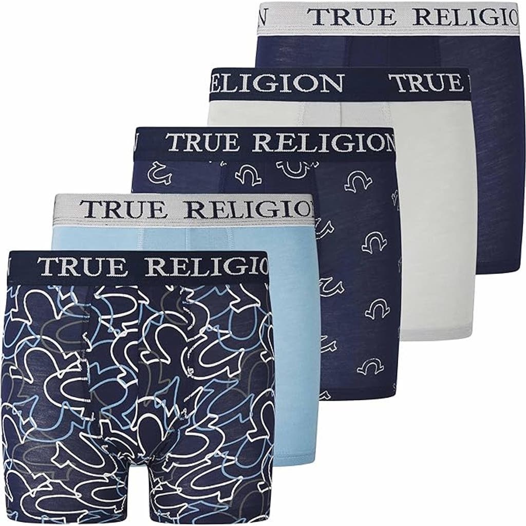 True Religion Boxer Briefs Pack Of 5 In Blue
