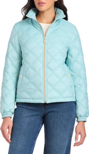 Kate Spade New York water resistant diamond quilted hooded jacket