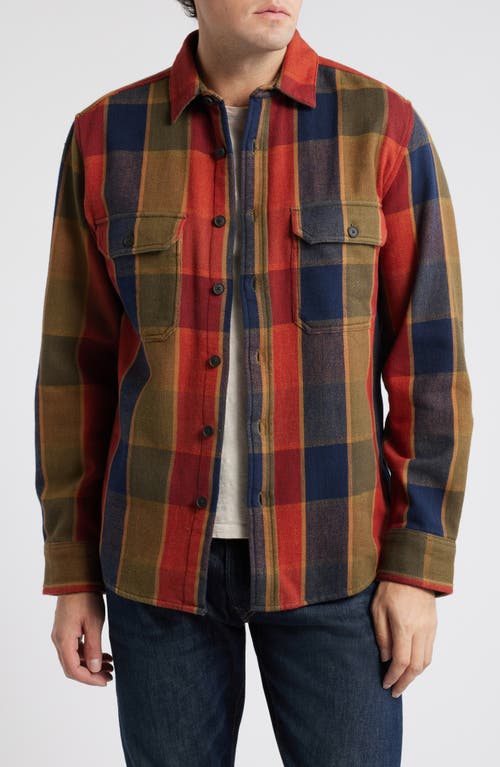 Pendleton Arcadia Plaid Cotton Flannel Button-Up Shirt in Red/Olive/Navy Check 