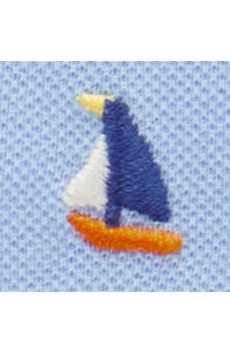 Purebaby Embroidered Polo Romper, Alternate, color, Yacht Broderie