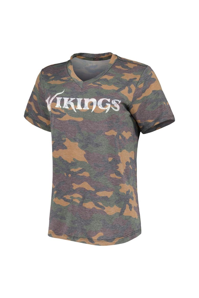 Women's Justin Jefferson Camo Minnesota Vikings Name & Number Tri-Blend V-Neck T-Shirt, Alternate, color, Camo