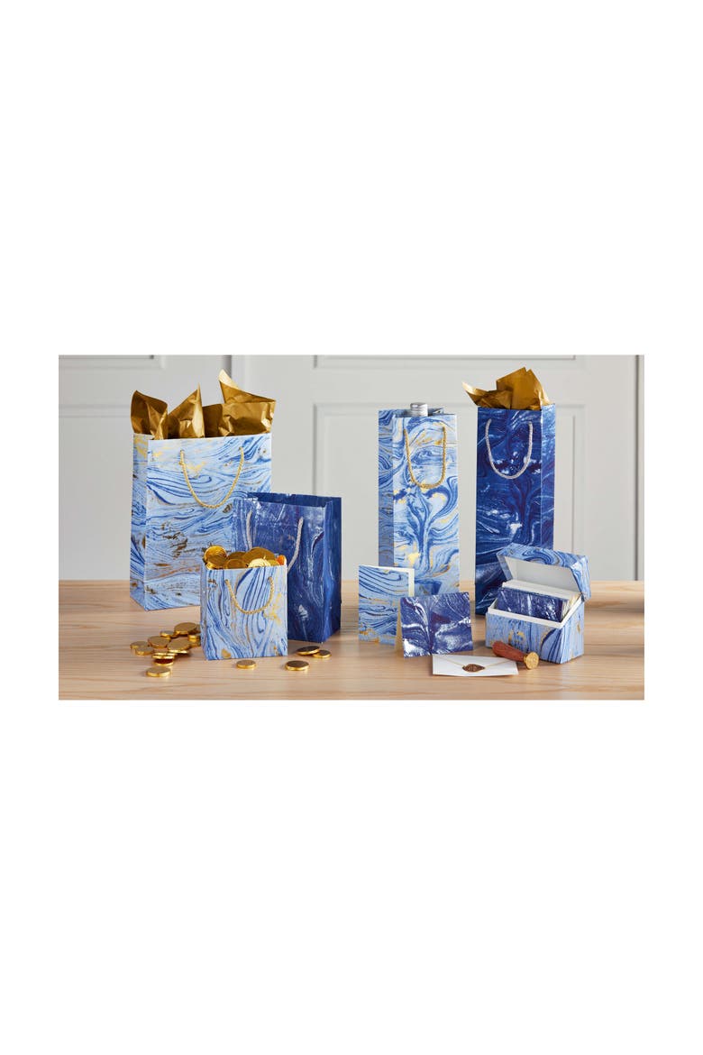 Marbleized Note Cards in Decorative Box - Ideal Christmas Gift, Alternate, color, Blue