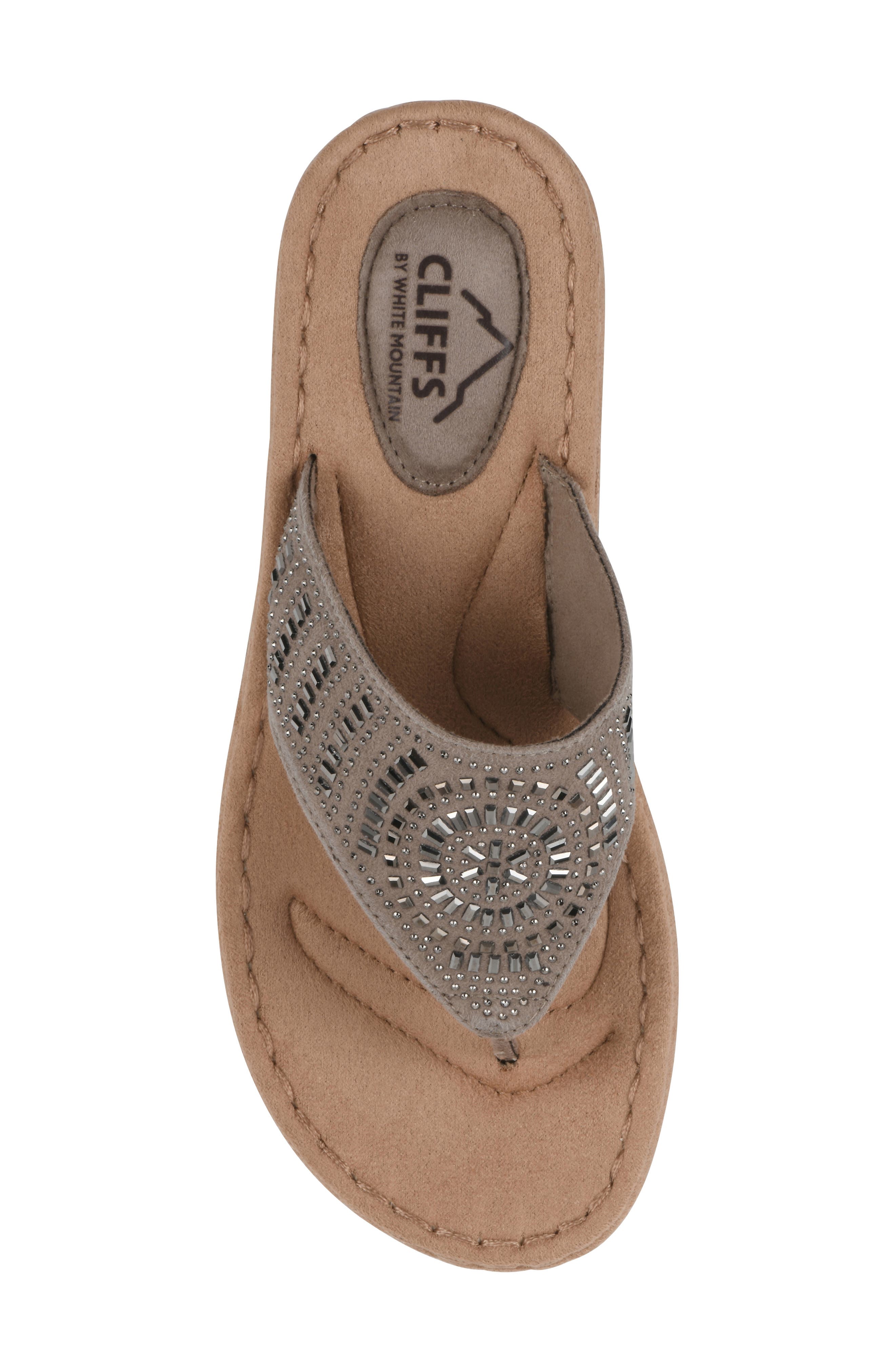 Cienna Thong Sandal - Wide Width, Alternate, color, STONE FABRIC