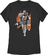 Star Wars: The Mandalorian and Grogu Women's Star Wars The Mandalorian and Grogu Artistic Mando And The Child Pose  Graphic T-Shirt