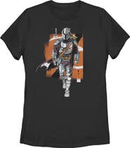 Star Wars: The Mandalorian and Grogu Women's Star Wars The Mandalorian and Grogu Artistic Mando And The Child Pose  Graphic T-Shirt