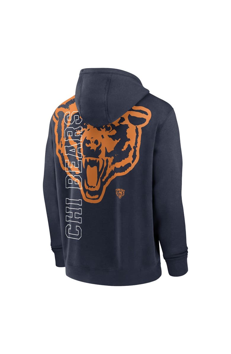 Nike Men's Nike Navy Chicago Bears Throwback Layered Logo Statement Pullover Hoodie, Alternate, color,