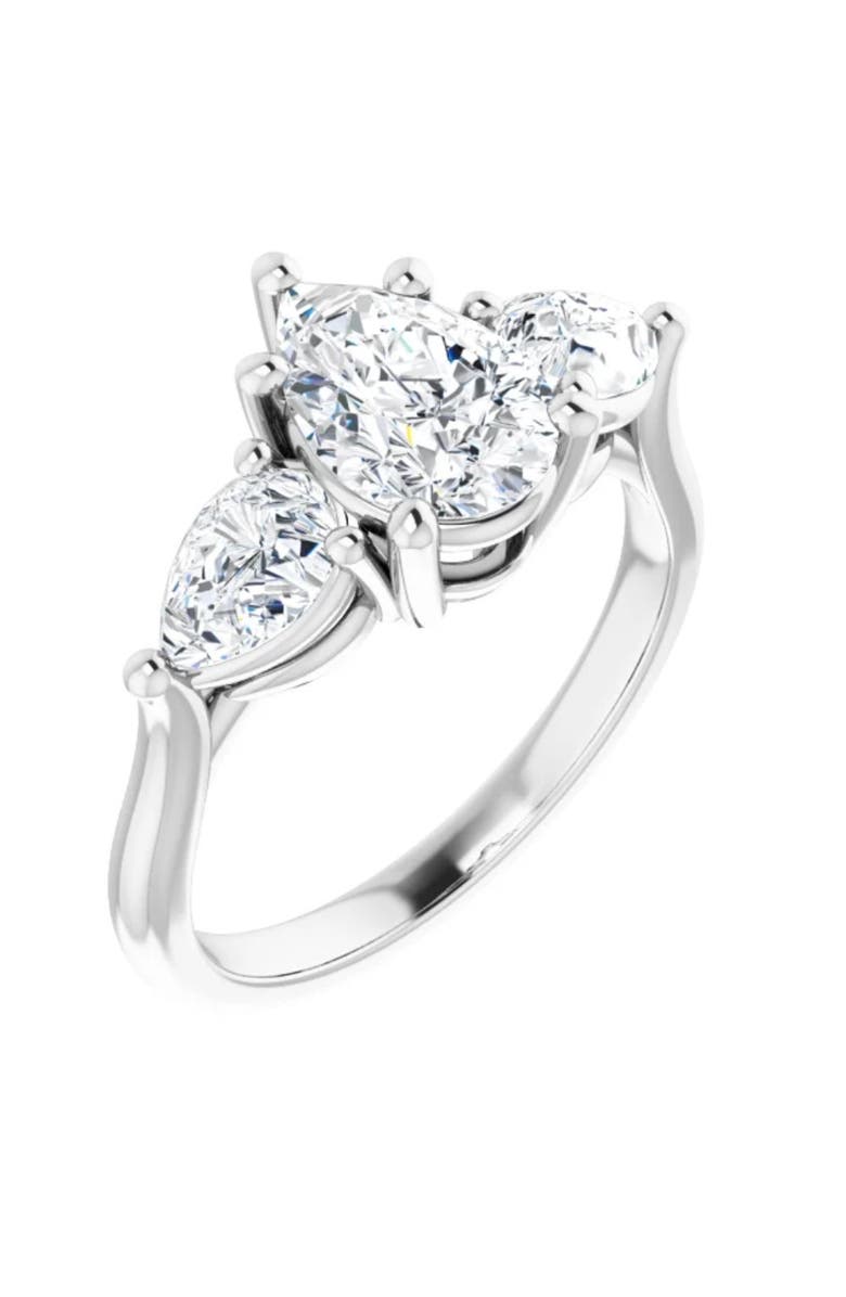 Bliss Diamond 2Ct TW Pear Shape Three Stone Diamond Engagement Ring in 14k Gold Lab Grown, Alternate, color, 14K White Gold